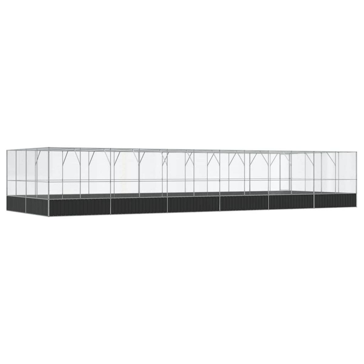 VIDAXL Voliere avec extension argente 1246x414x212 cm acier