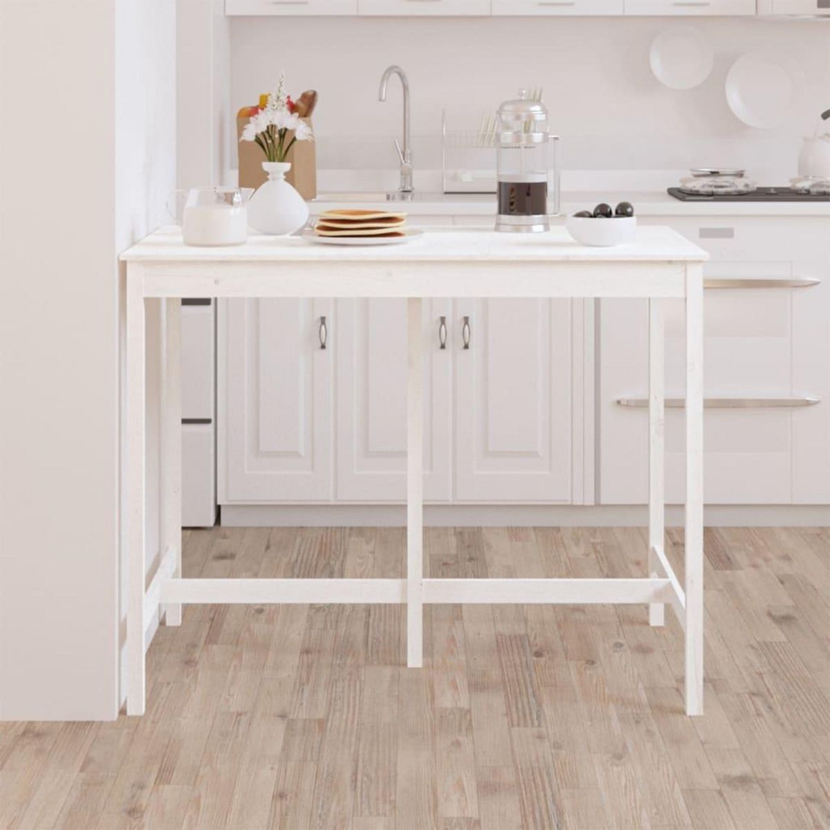 VIDAXL Table de bar Blanc 140x80x110 cm Bois massif de pin