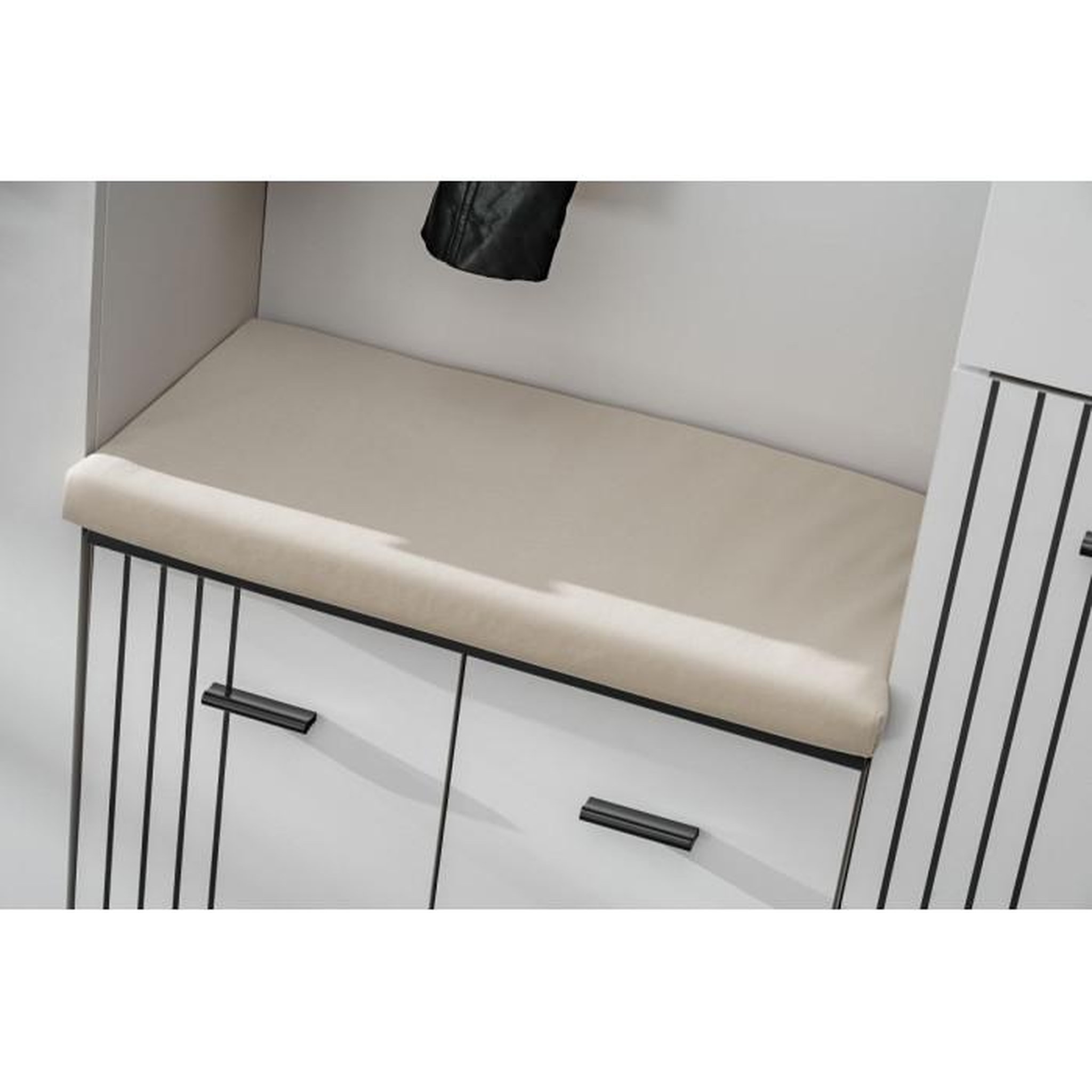 Voir la diapositive 3 : Paris Prix Meuble de Rangement Avec Coussin  Hugo  60cm Gris & Noir