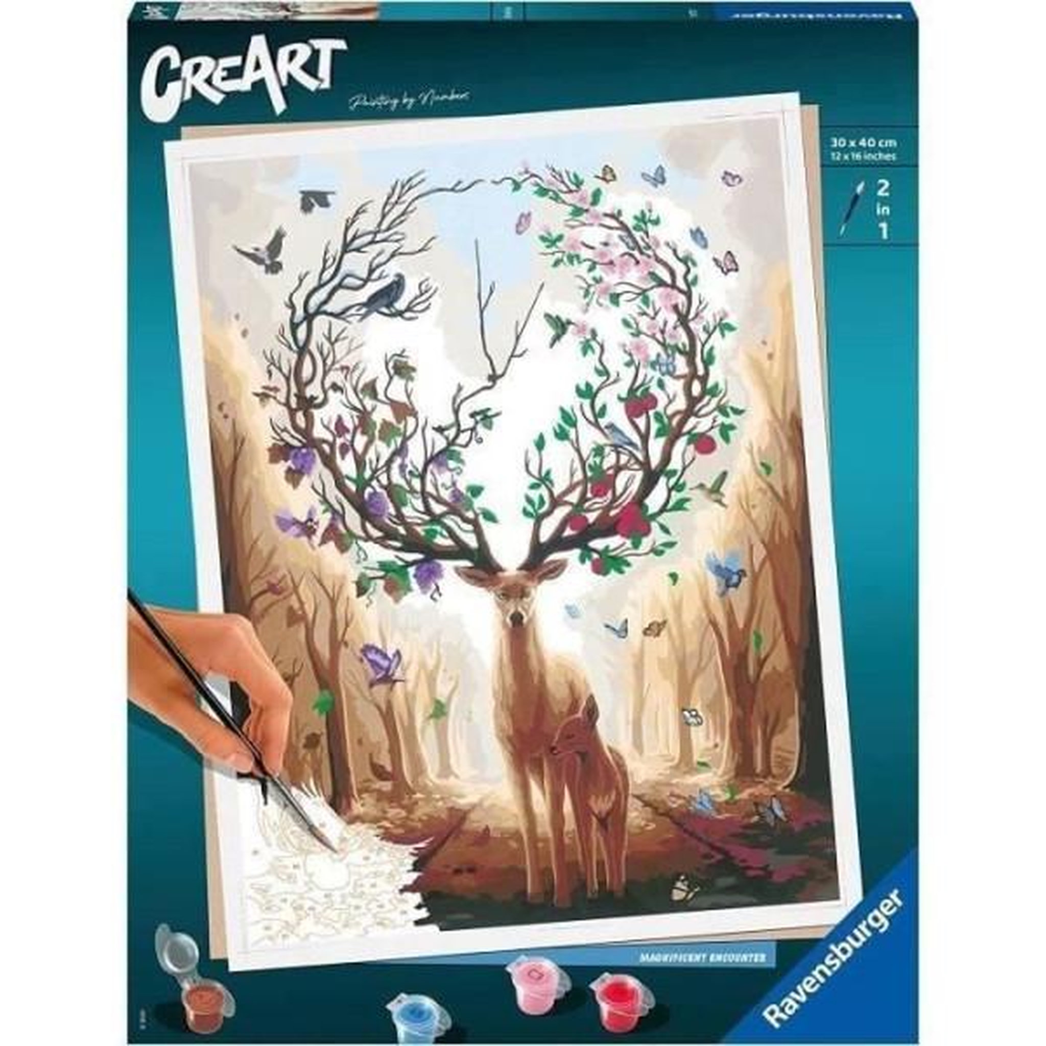 RAVENSBURGER Creart magic deer 30x40 cm - série b - peinture par numéros - des 12 ans - ravensburger - 00020273