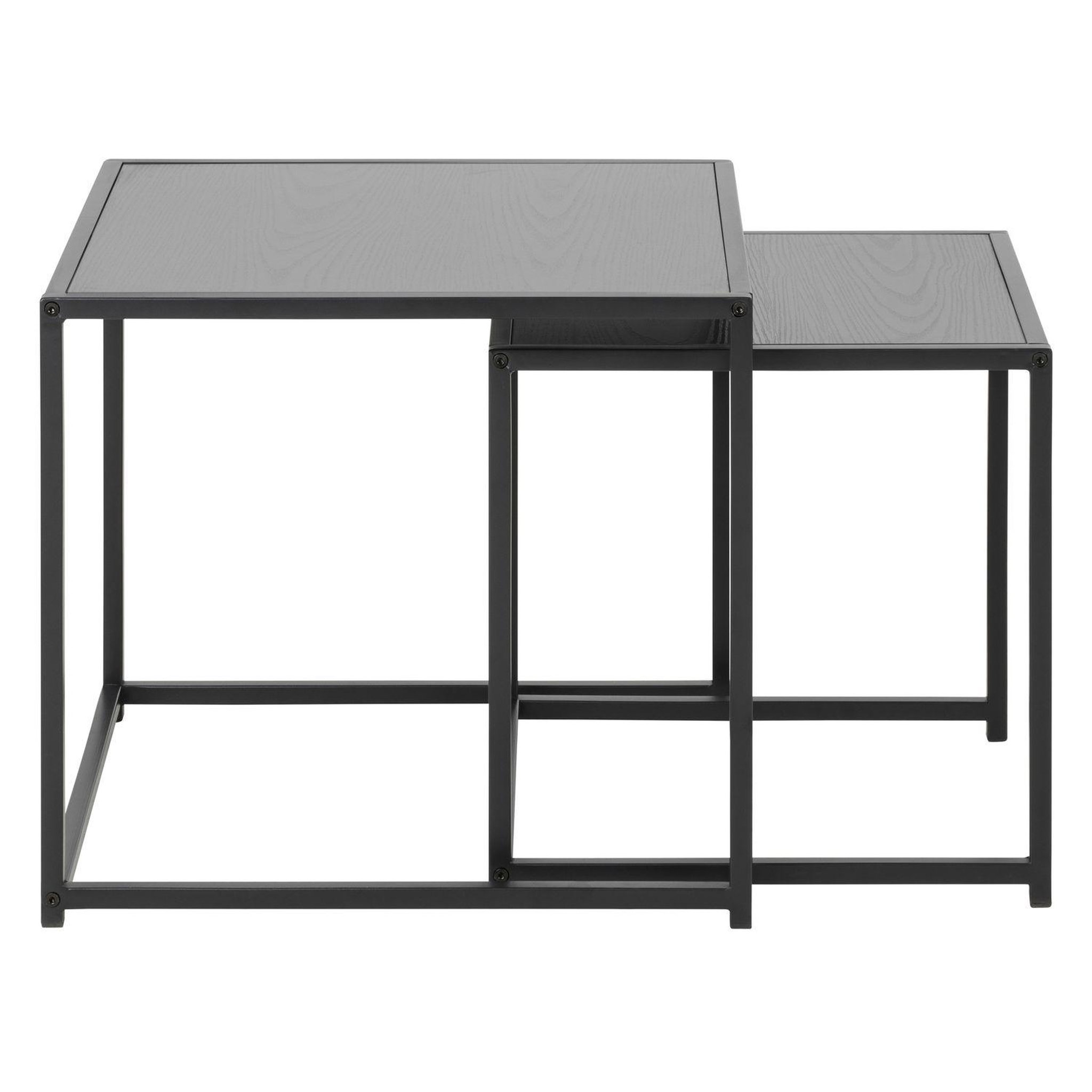 TOILINUX Duo de tables d'appoint encastrables en MDF et métal - Noir
