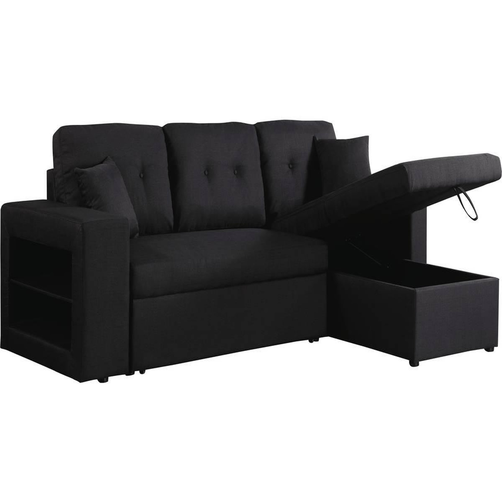Voir la diapositive 3 : Habitat et Jardin Canapé d'angle convertible/réversible  axel  - 3 places - noir