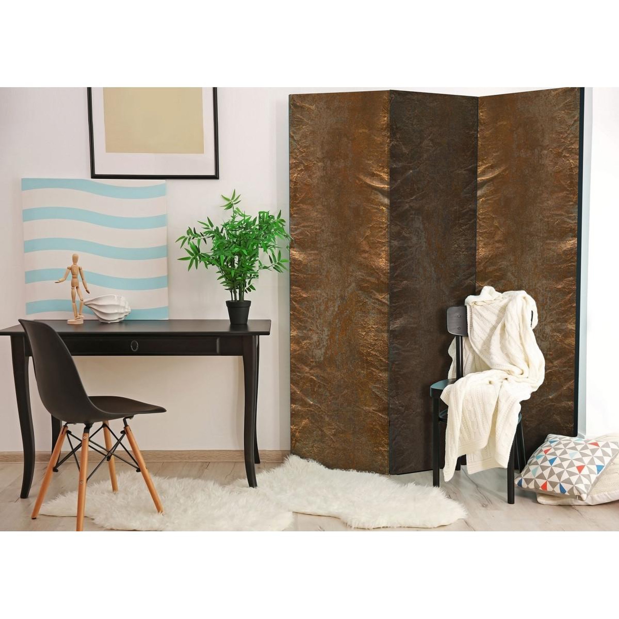Voir la diapositive 2 : Paris Prix Paravent 3 volets  copper chic  135x172cm