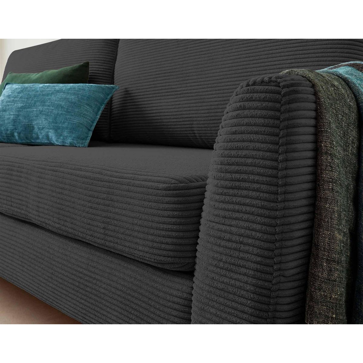 LISA DESIGN Dan - canapé 3 places - convertible avec coffre - en velours côtelé