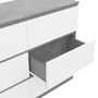 Voir la diapositive 6 : ID MARKET Commode 6 tiroirs TOMI 110 cm blanc et effet béton
