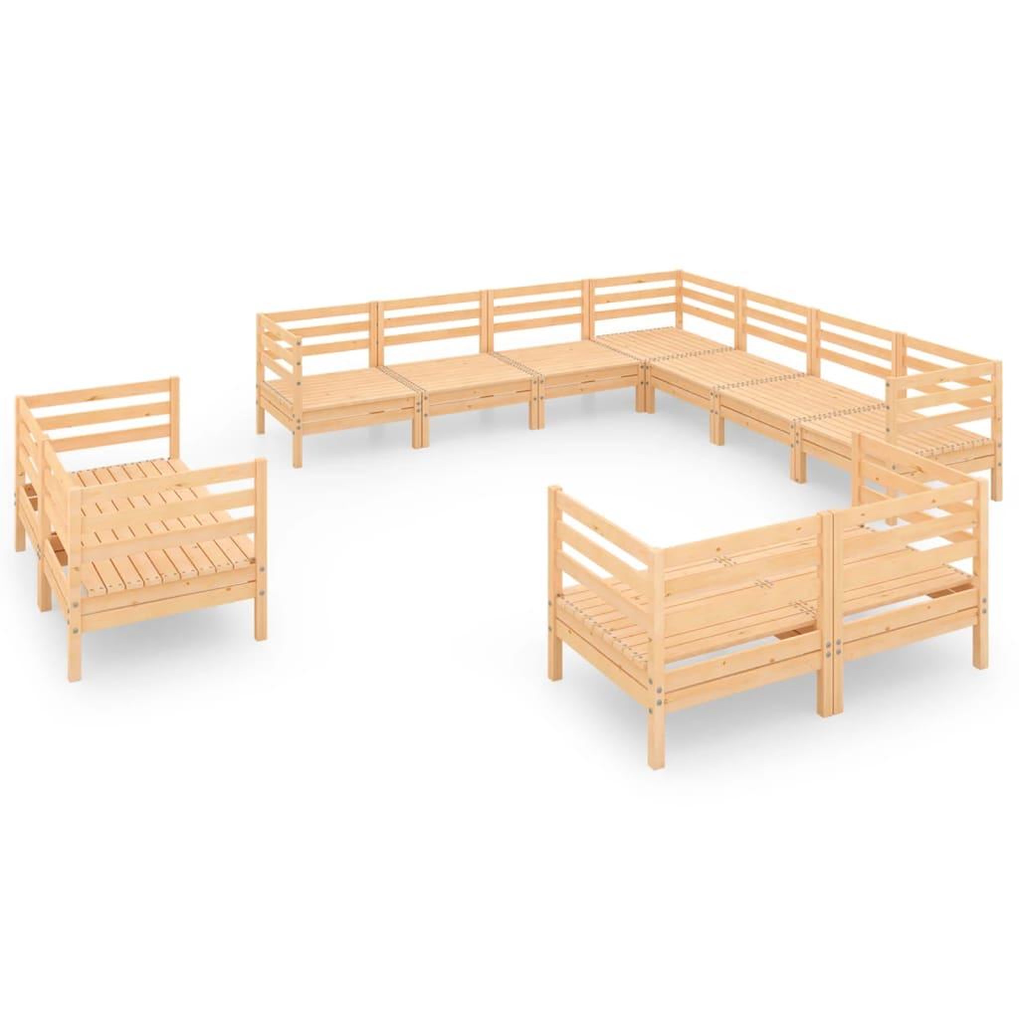 Voir la diapositive 2 : VIDAXL Salon de jardin 11 pcs Bois de pin massif