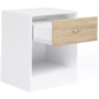Voir la diapositive 4 : ID MARKET Lot de 2 tables de chevet OLGA 1 tiroir avec niche bois blanc et façon hêtre