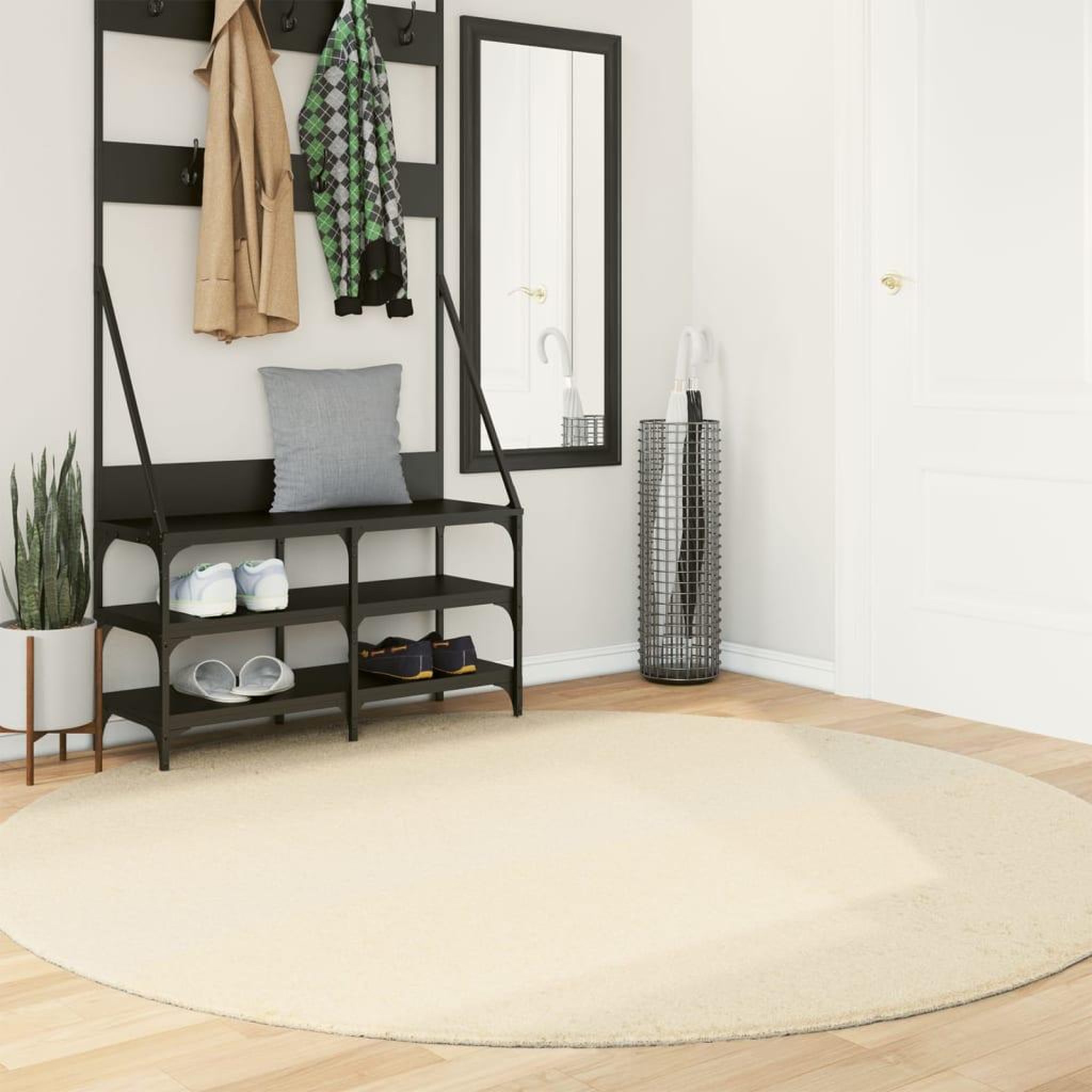VIDAXL Tapis HUARTE a poils courts doux et lavable creme Ø 200 cm