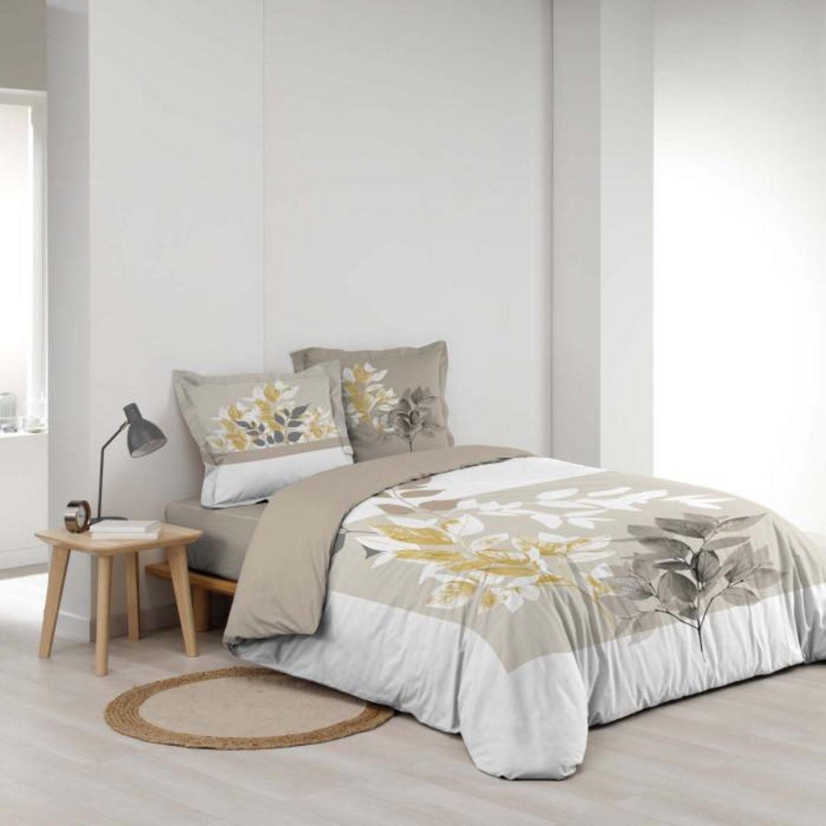 Paris Prix Parure de Lit 3 Pièces  Enora  240x220cm Beige