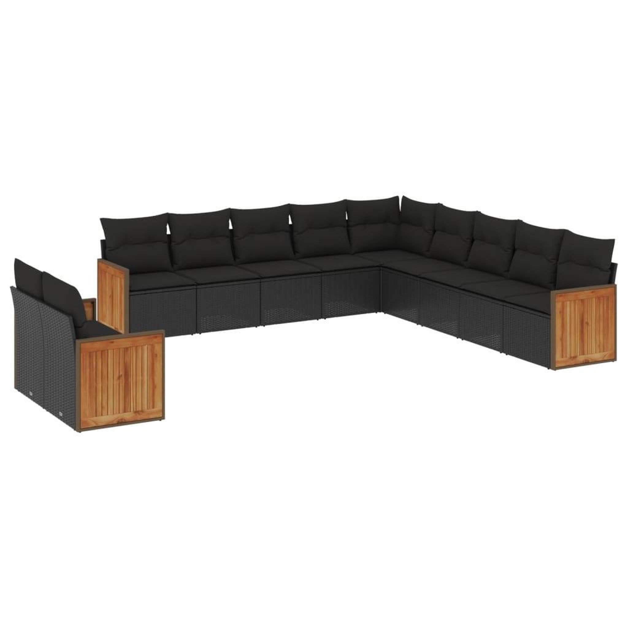 Voir la diapositive 2 : VIDAXL Salon de jardin 11 pcs avec coussins noir resine tressee