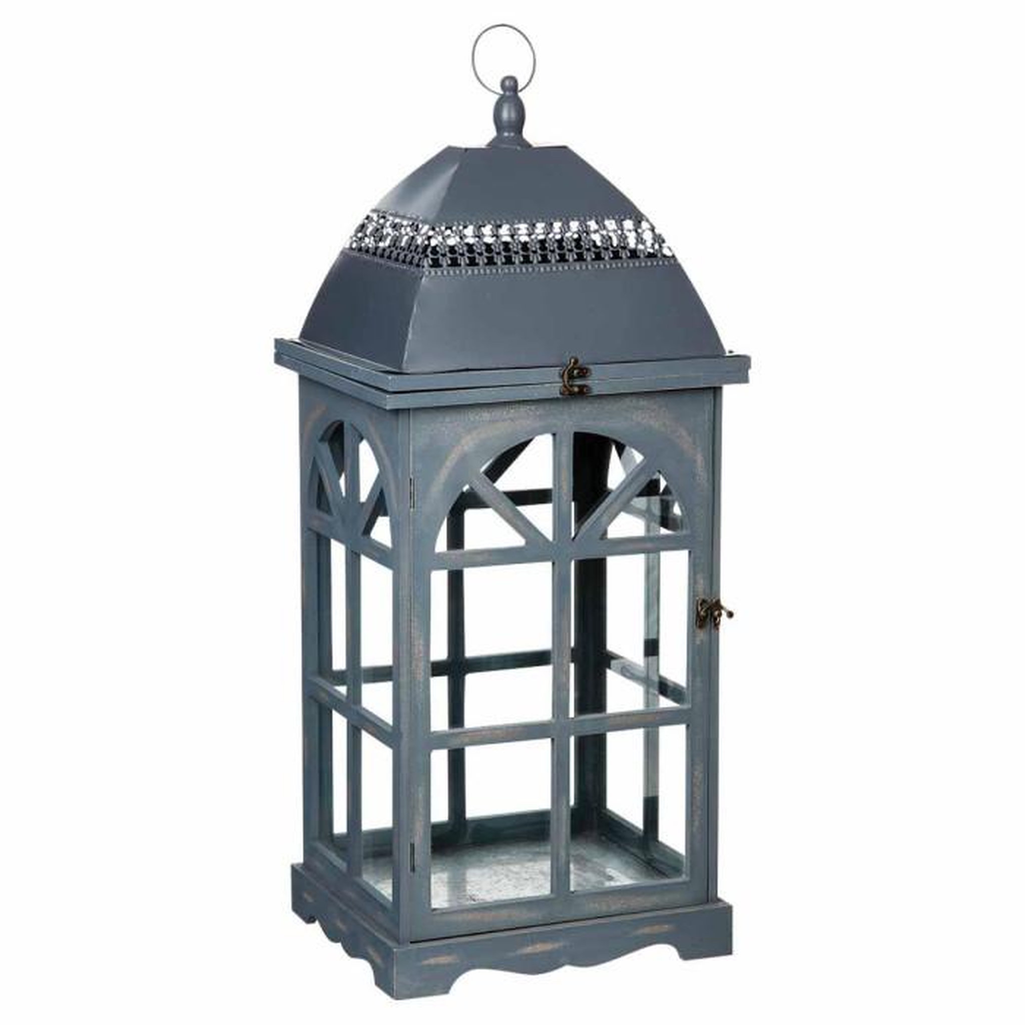 Voir la diapositive 2 : ATMOSPHERA Lot de 2 Lanternes  Bois  77cm Gris