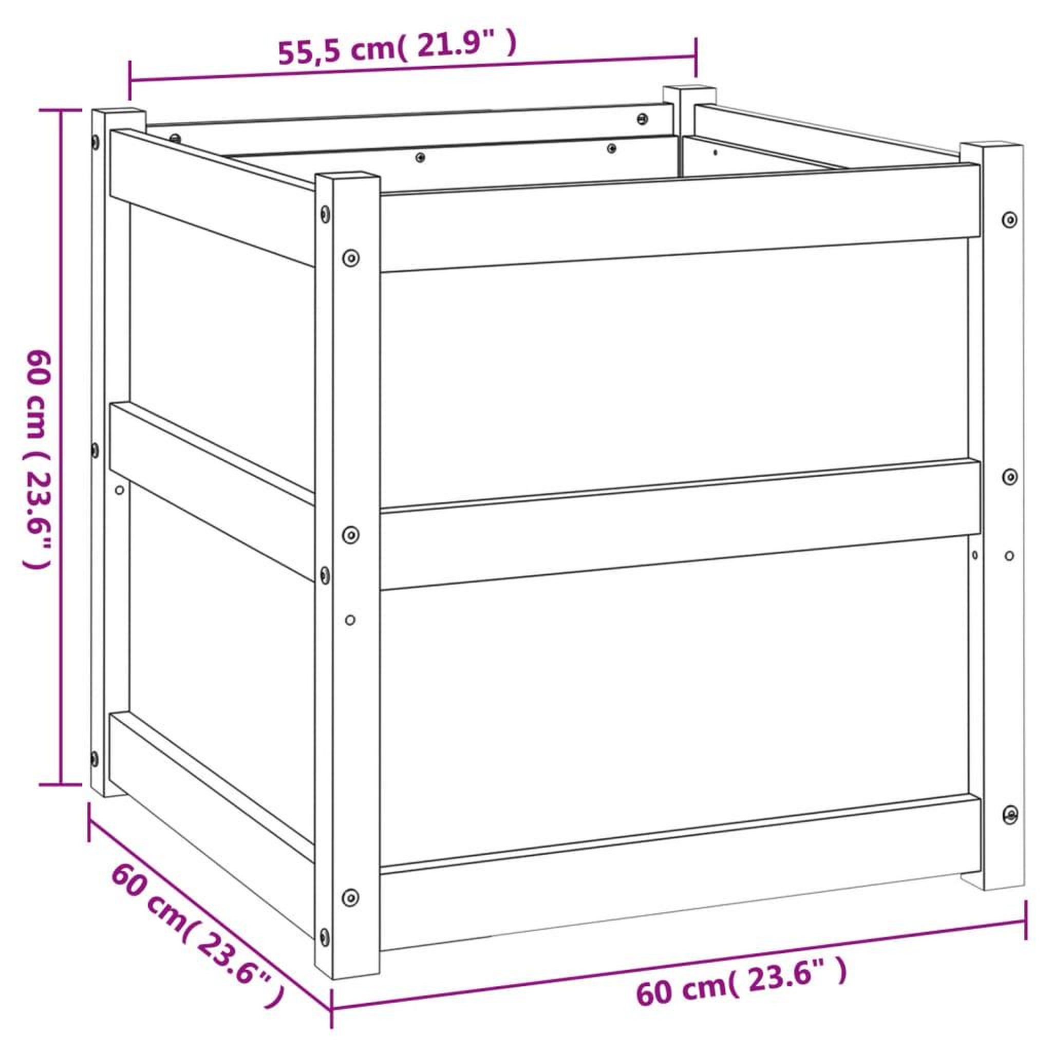 Voir la diapositive 6 : VIDAXL Jardiniere d'exterieur 60x60x60 cm bois de pin massif