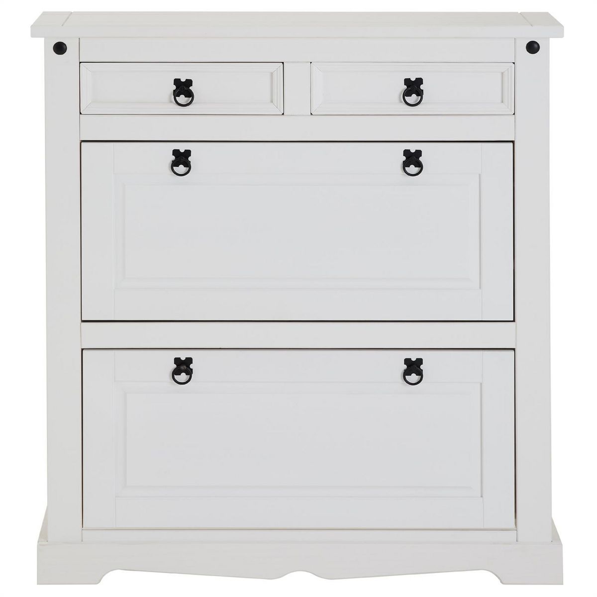 IDIMEX Meuble à chaussures en pin TEQUILA style mexicain, 2 abattants et 2 tiroirs