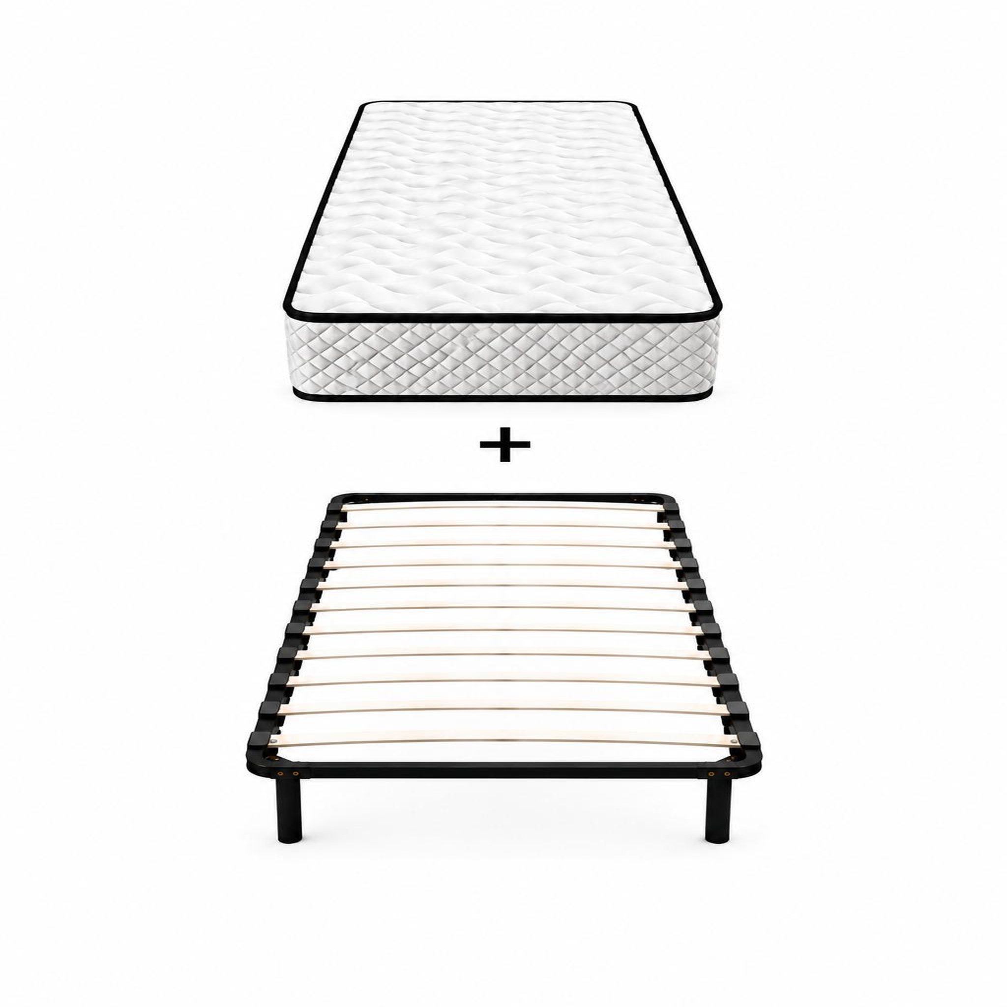 DAGOSTINO HOME Ensemble matelas mousse - h20cm + sommier kit-  confortable et ferme. Coloris disponibles : Blanc