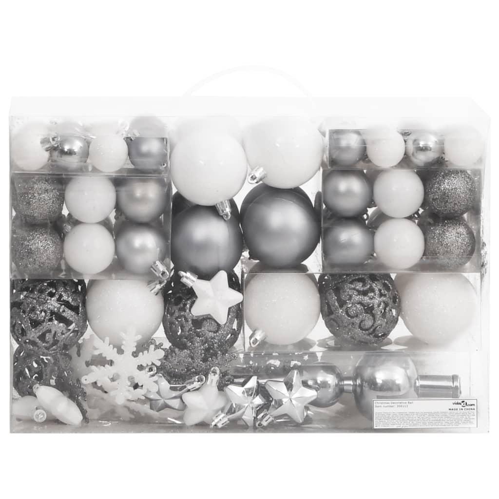 Voir la diapositive 3 : VIDAXL Ensemble de boules de Noël 111 pieces blanc et gris polystyrene