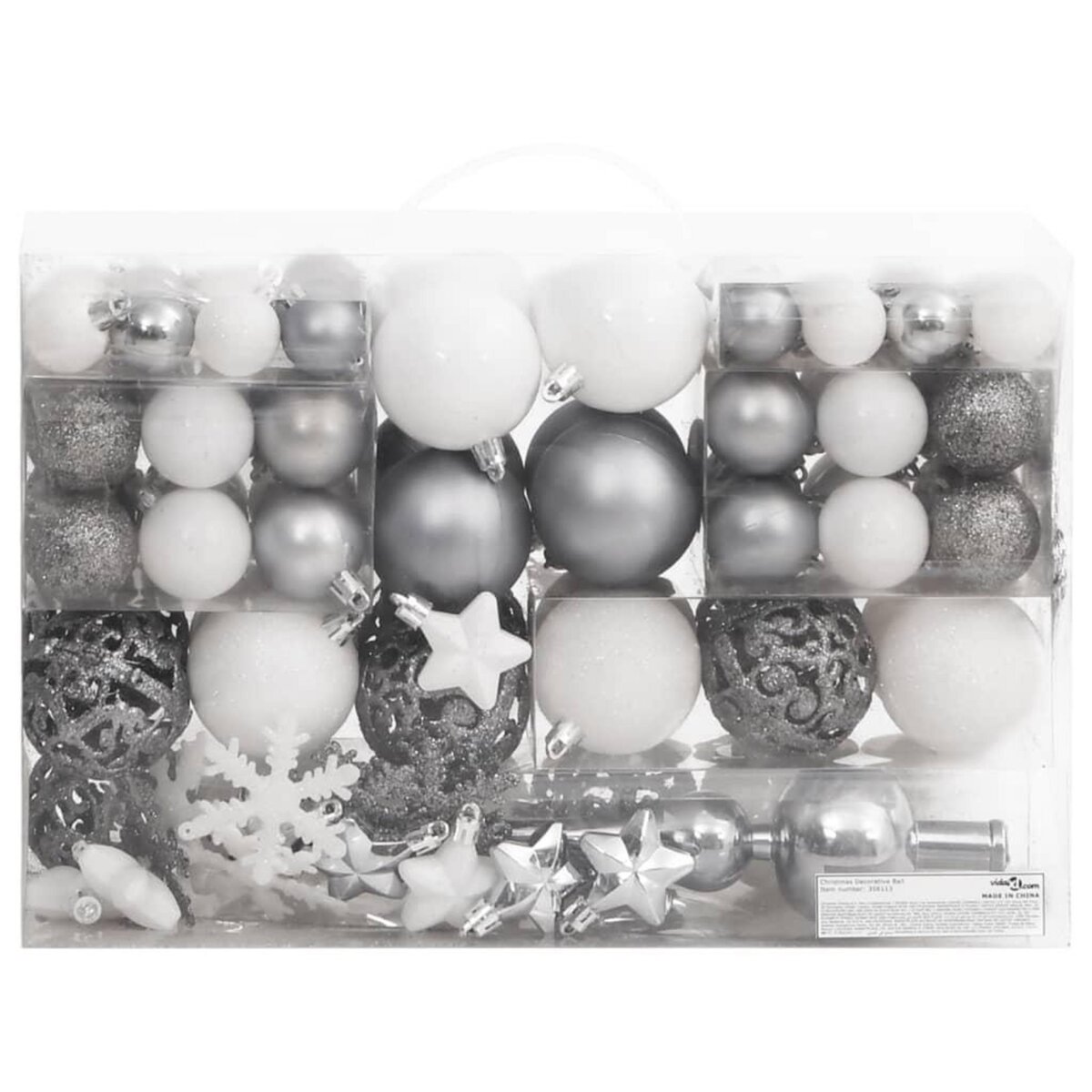 VIDAXL Ensemble de boules de Noël 111 pieces blanc et gris polystyrene