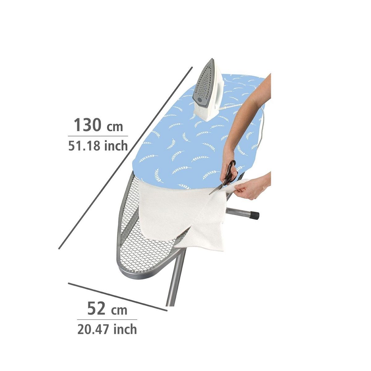 Wenko Mousse rembourrage de remplacement pour repassage en molleton - 130 cm x 52 cm - Bleu