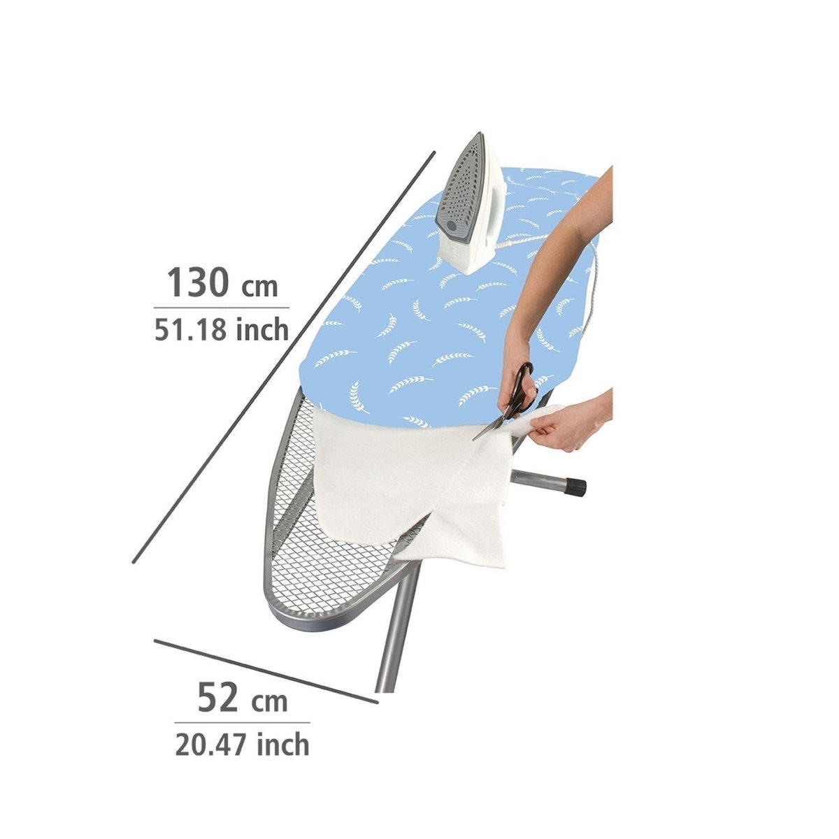 Wenko Mousse rembourrage de remplacement pour repassage en molleton - 130 cm x 52 cm - Bleu