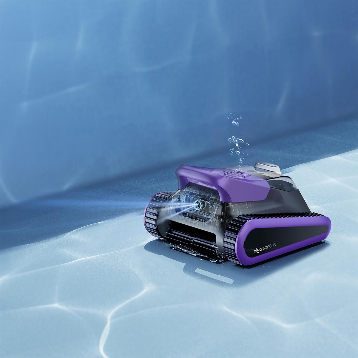 MAYTRONICS Robot aspirateur sans fil, couverture complète grâce à sa navigation intelligente sonar, par à toutes les piscines jusqu'à 10m - sonar f3