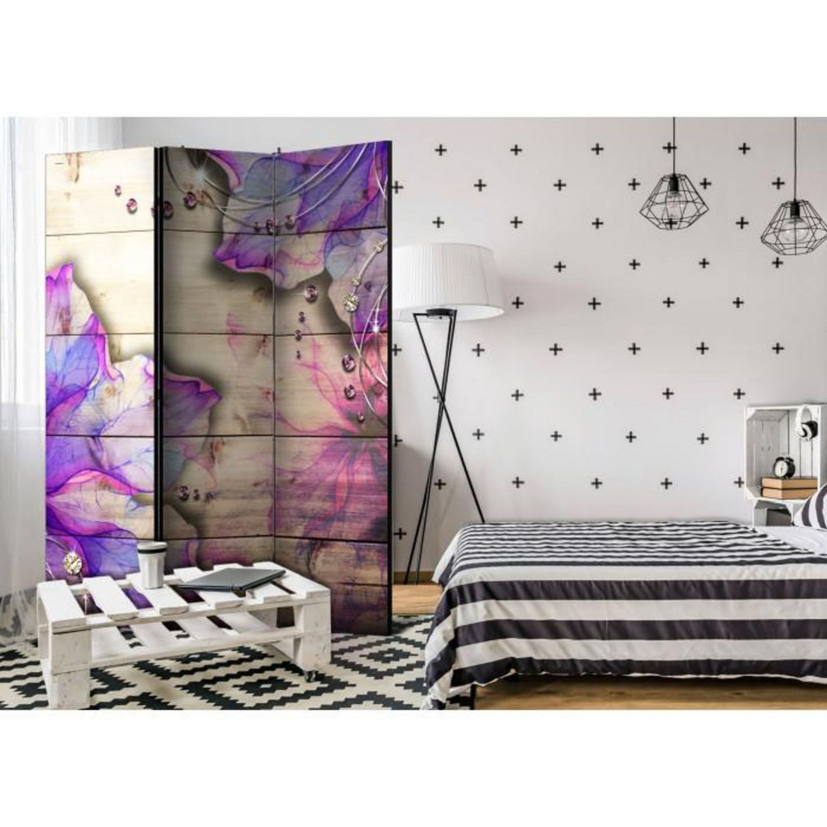 Paris Prix Paravent 3 Volets  Purple Memory  135x172cm