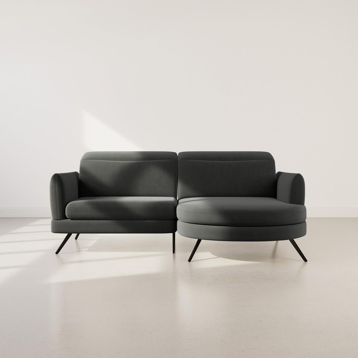 LISA DESIGN Terry - canapé d'angle droit 4 places avec têtières réglables en tissu texturé