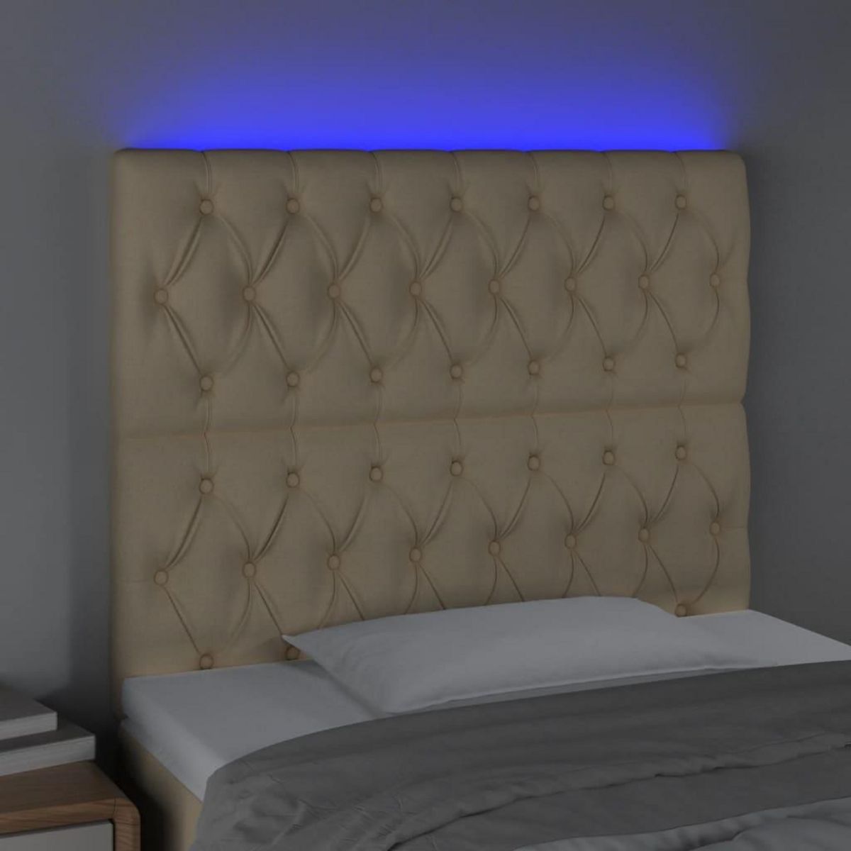 VIDAXL Tete de lit a LED Creme 100x7x118/128 cm Tissu