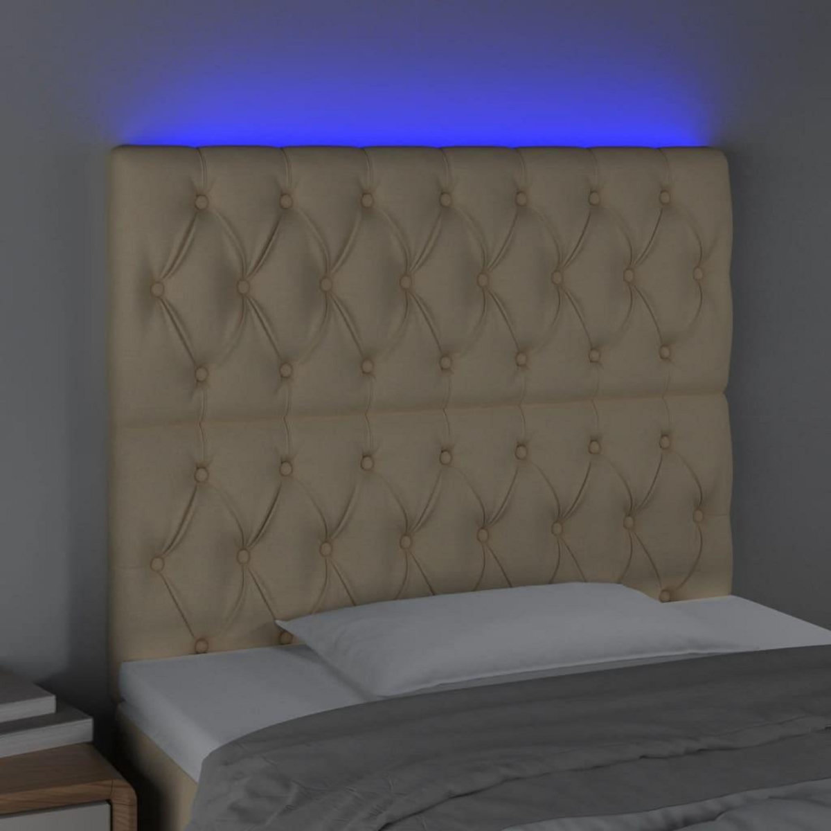 VIDAXL Tete de lit a LED Creme 100x7x118/128 cm Tissu