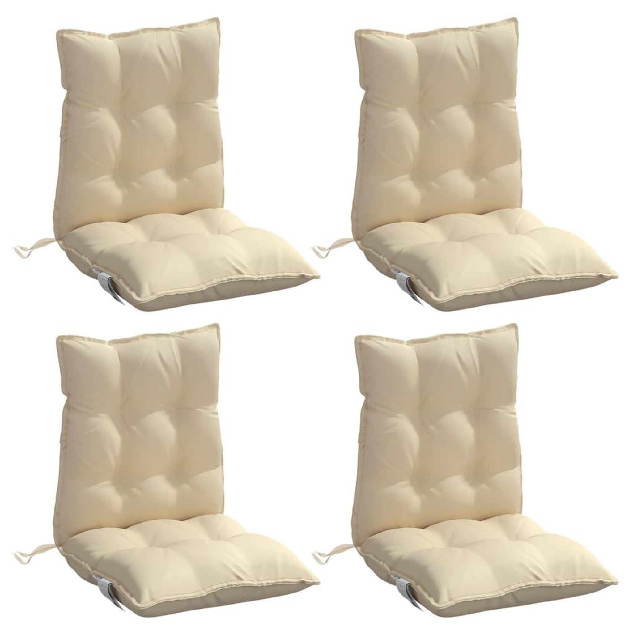 Voir la diapositive 3 : VIDAXL Coussins de chaise a dossier bas lot de 4 beige tissu oxford