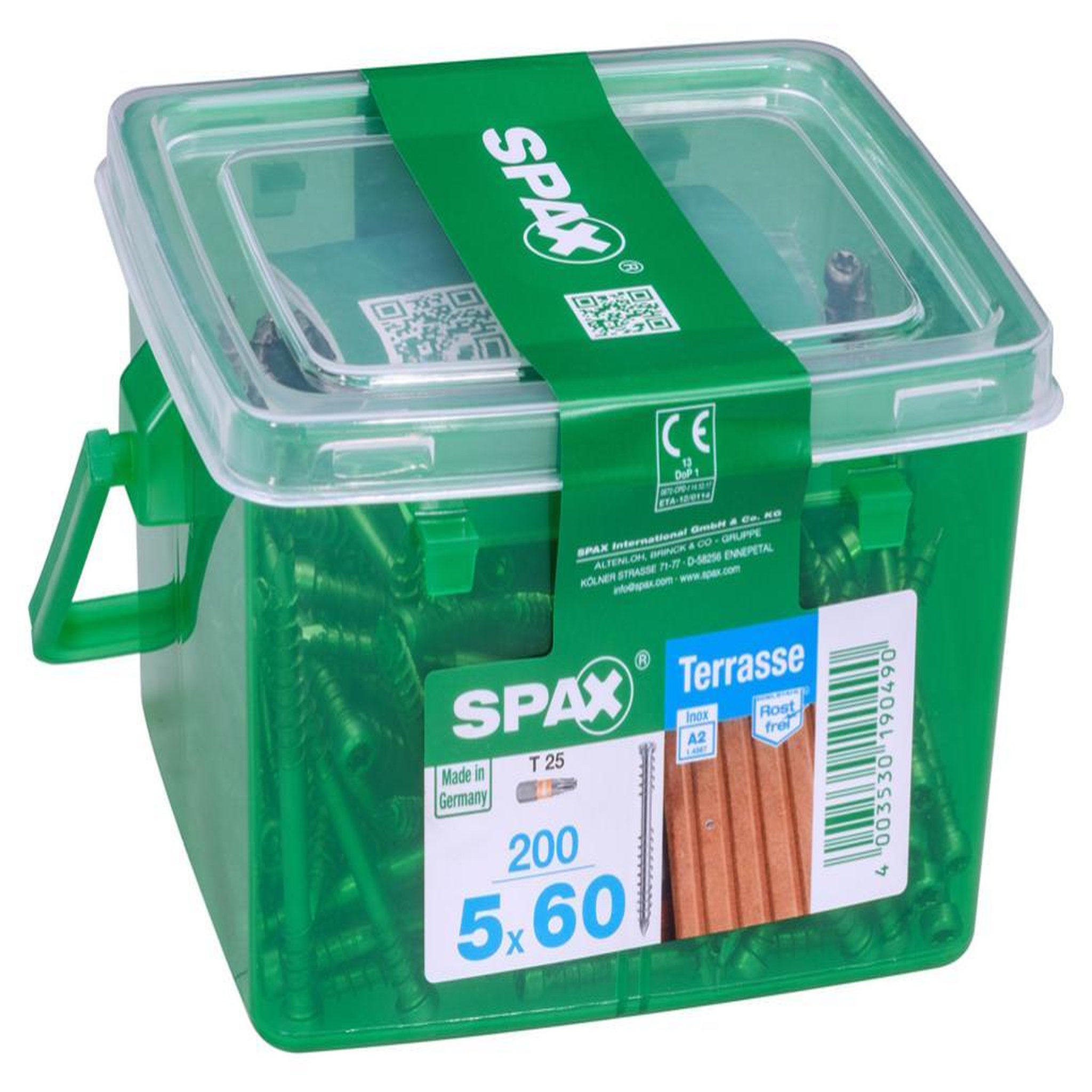 CENTRALE BRICO Lot de 200 vis inox tête cylindrique torx SPAX, Diam.5 mm x L.60 mm