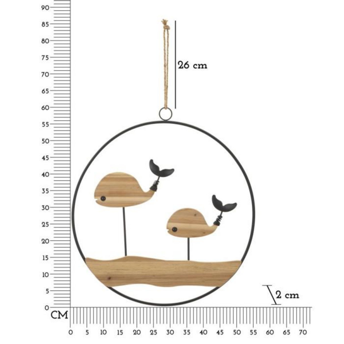 Paris Prix Décoration Murale à Suspendre  Baleine  60cm Naturel