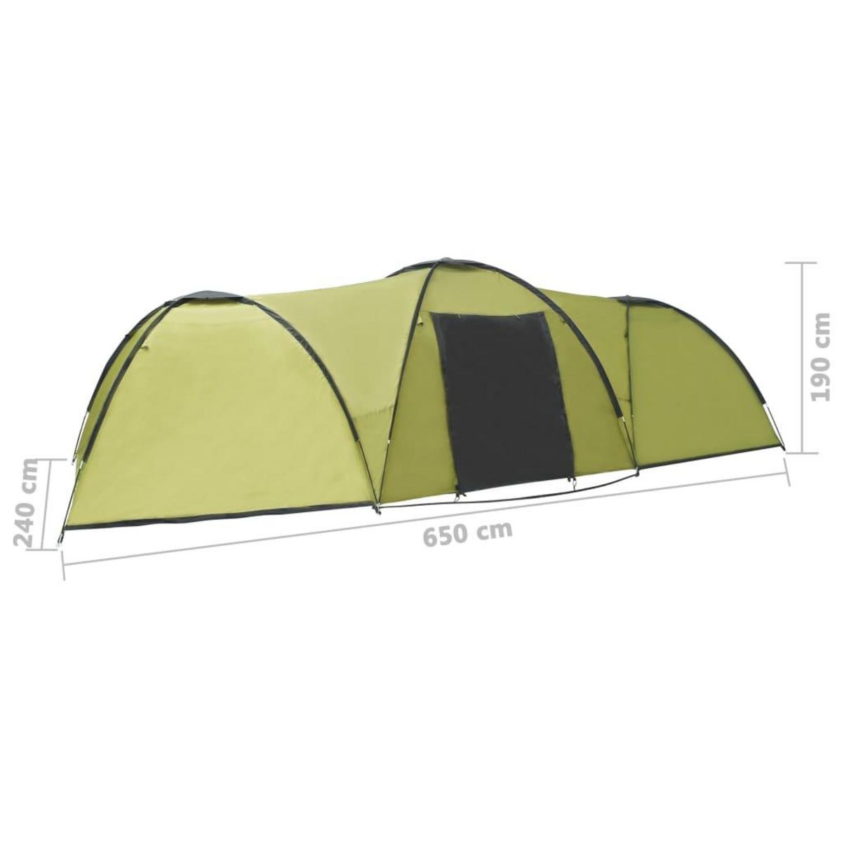 VIDAXL Tente igloo de camping 650x240x190 cm 8 personnes Vert