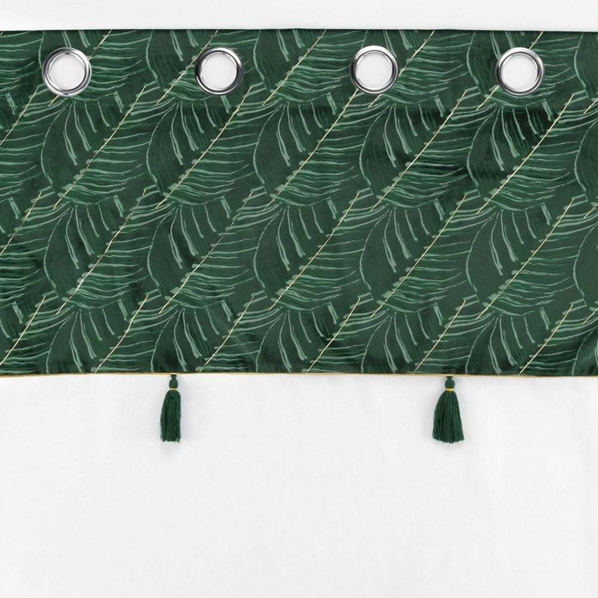 Douceur d'Intérieur Voilage à œillets 140x240 sable top velours pompon Palmina vert