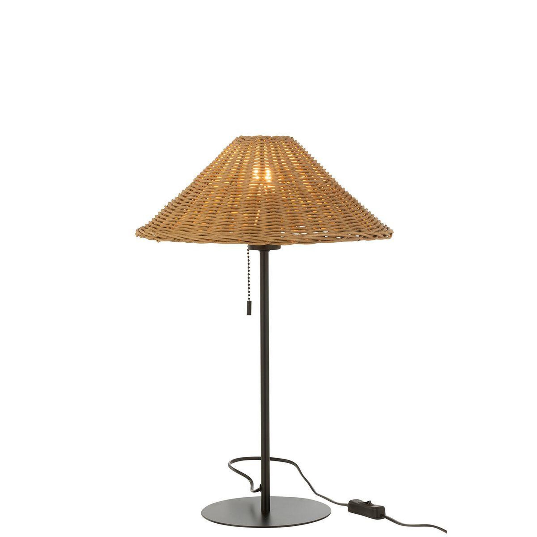 Voir la diapositive 2 : J-LINE Lampe à poser en rotin  preston  50cm naturel & noir