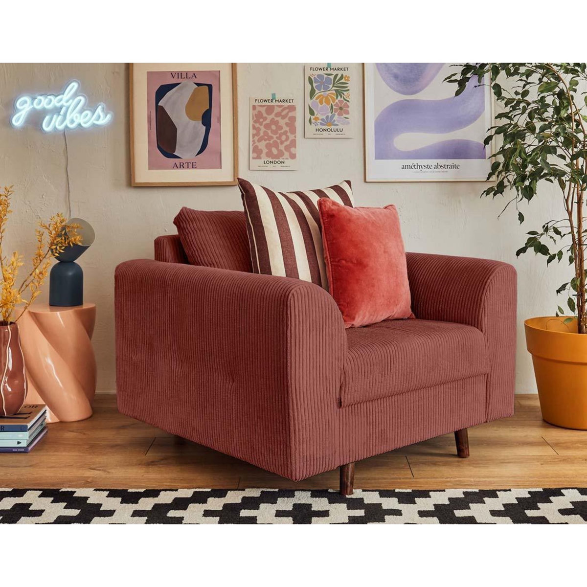 LISA DESIGN Rune - fauteuil - en velours côtelé