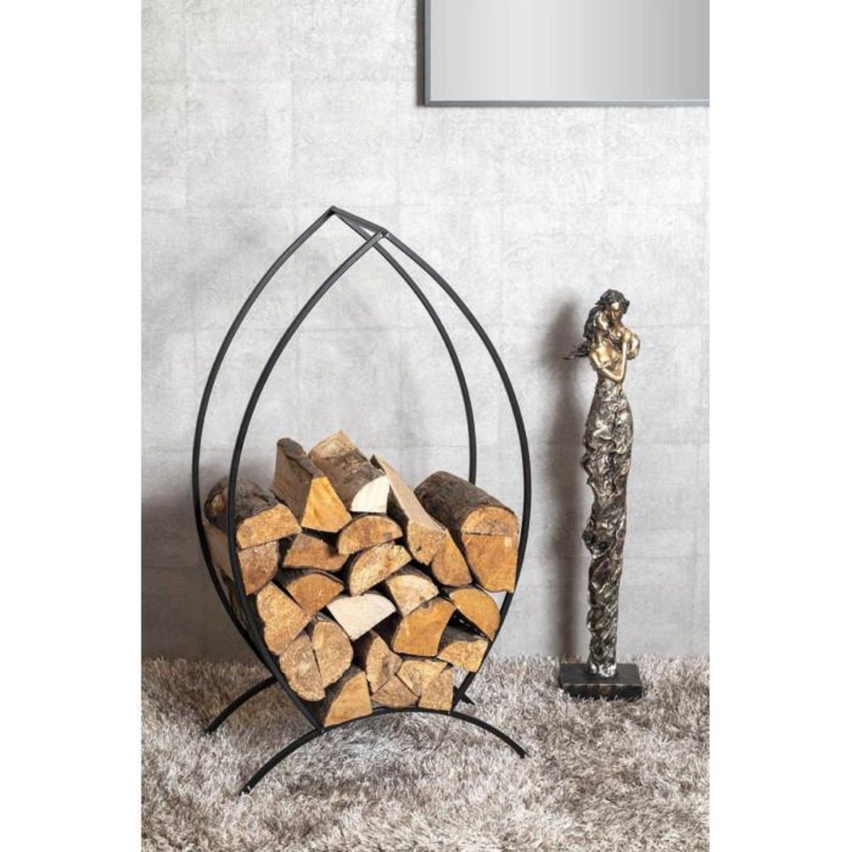 Paris Prix Range-Bûches Métal  Flamme  80cm Noir