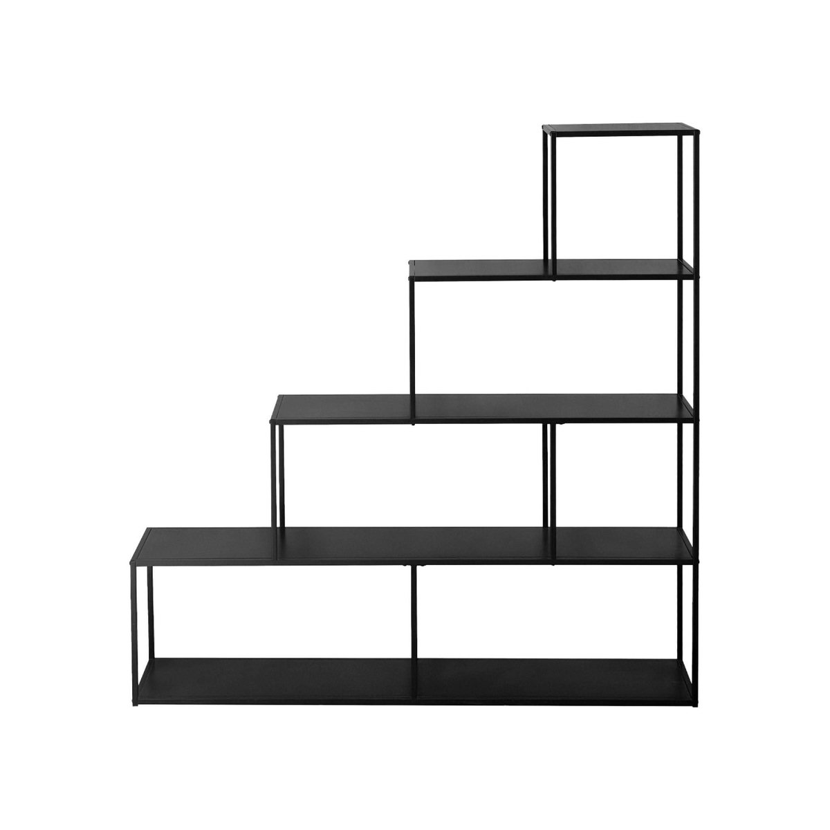 SWEEEK Etagère bibliothèque escalier en métal noir 4 niveaux INDUSTRIELLE  L 160 x P 30 x H 157cm