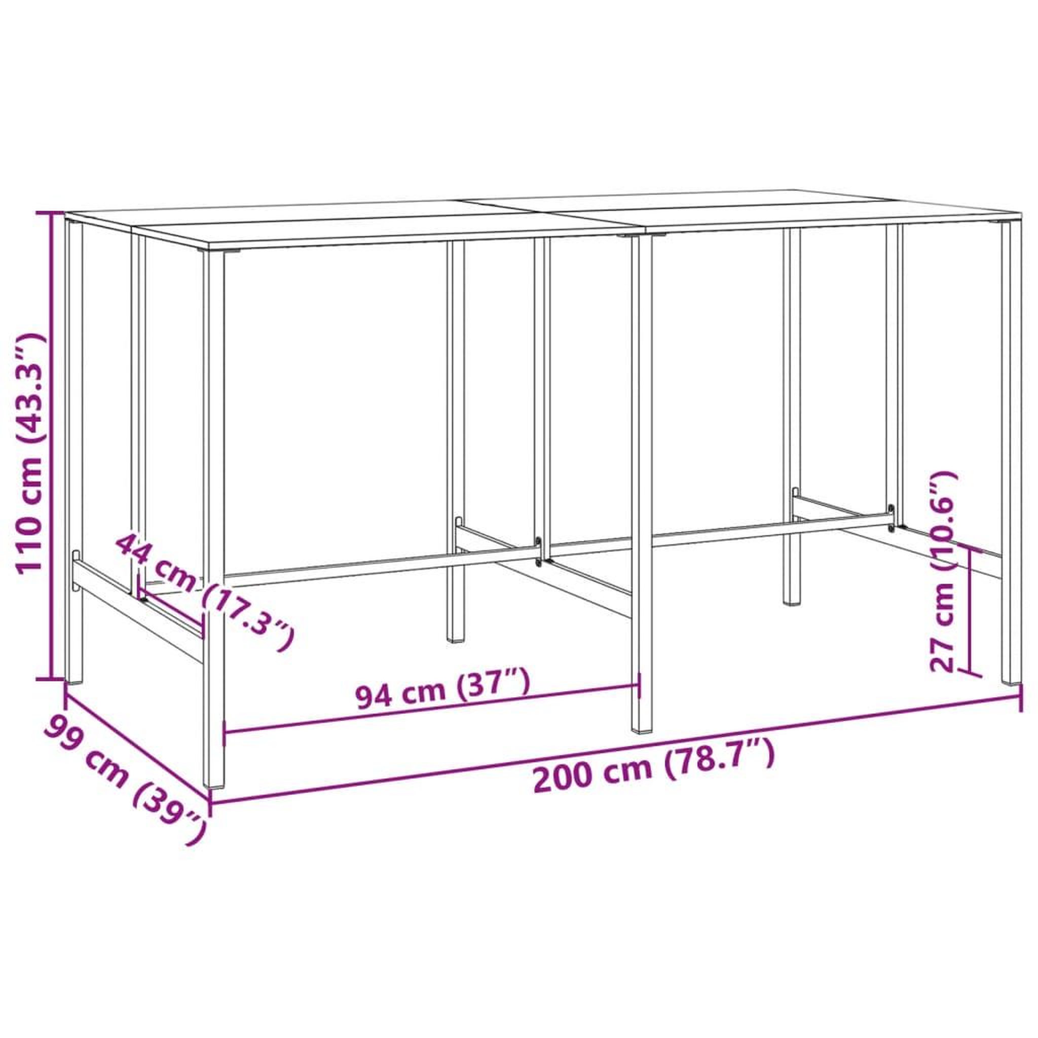 Voir la diapositive 6 : VIDAXL Ensemble de bar de jardin 11 pcs noir acier enduit de poudre
