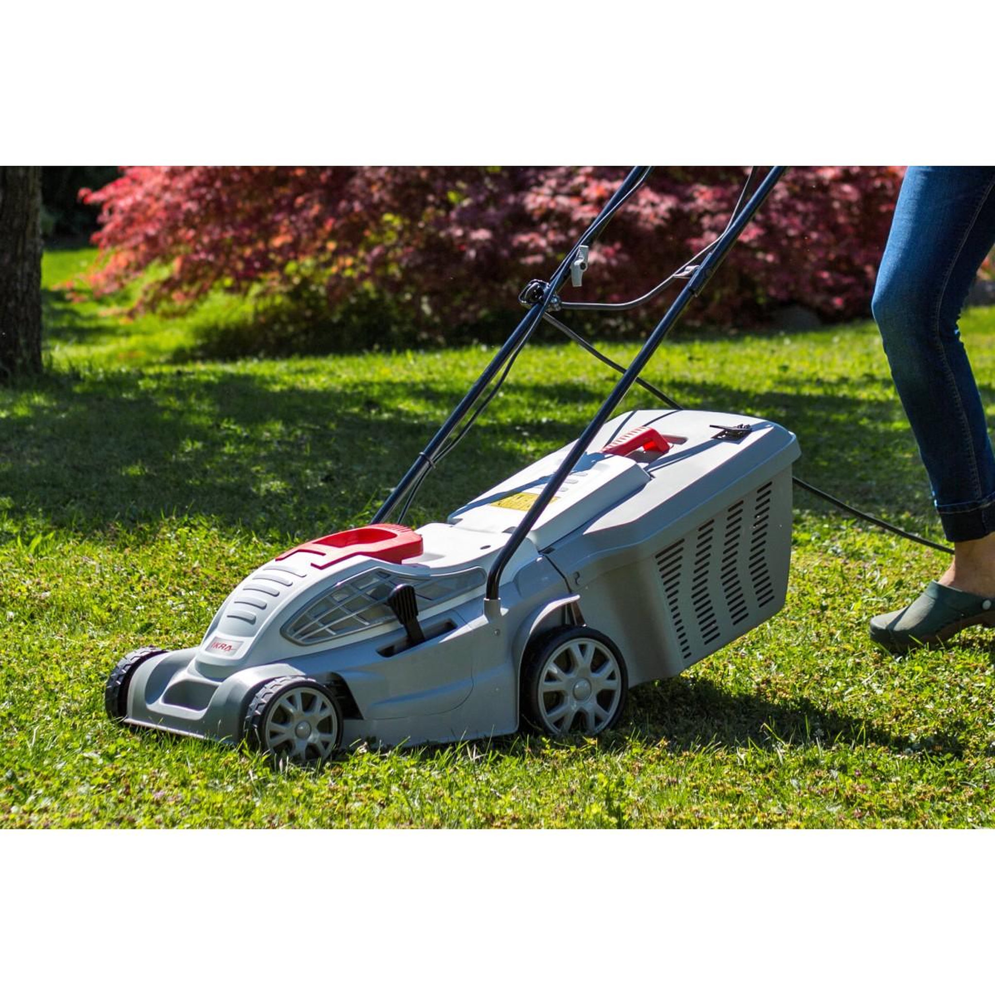 Voir la diapositive 3 : Ikra Tondeuse électrique 1600w largeur de coupe 38cm tonte & ramassage pelouse, tondeuse gazon bac 45l ikra