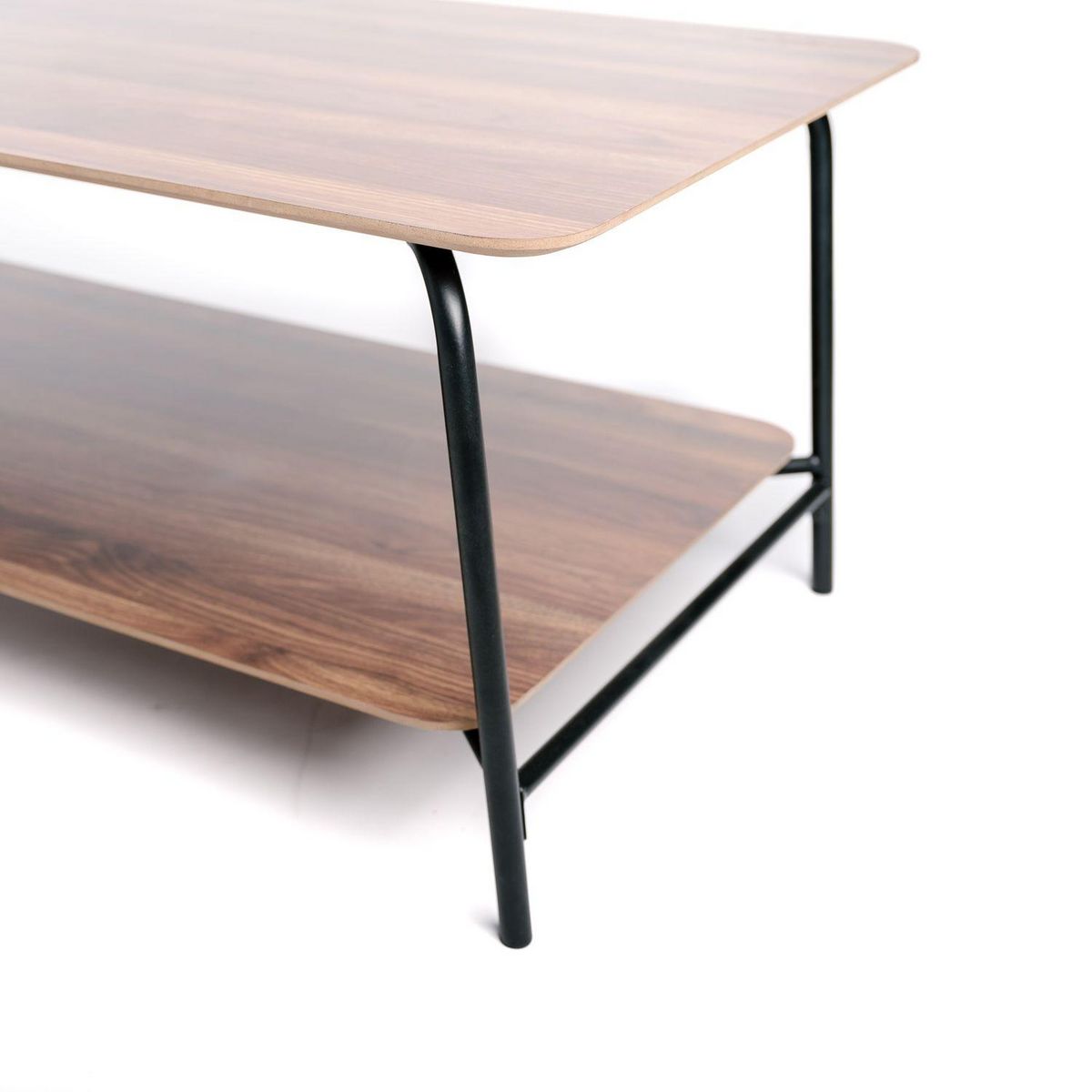 KB8 Table basse en Métal et MDF avec 1 étagère - Marron et Noir