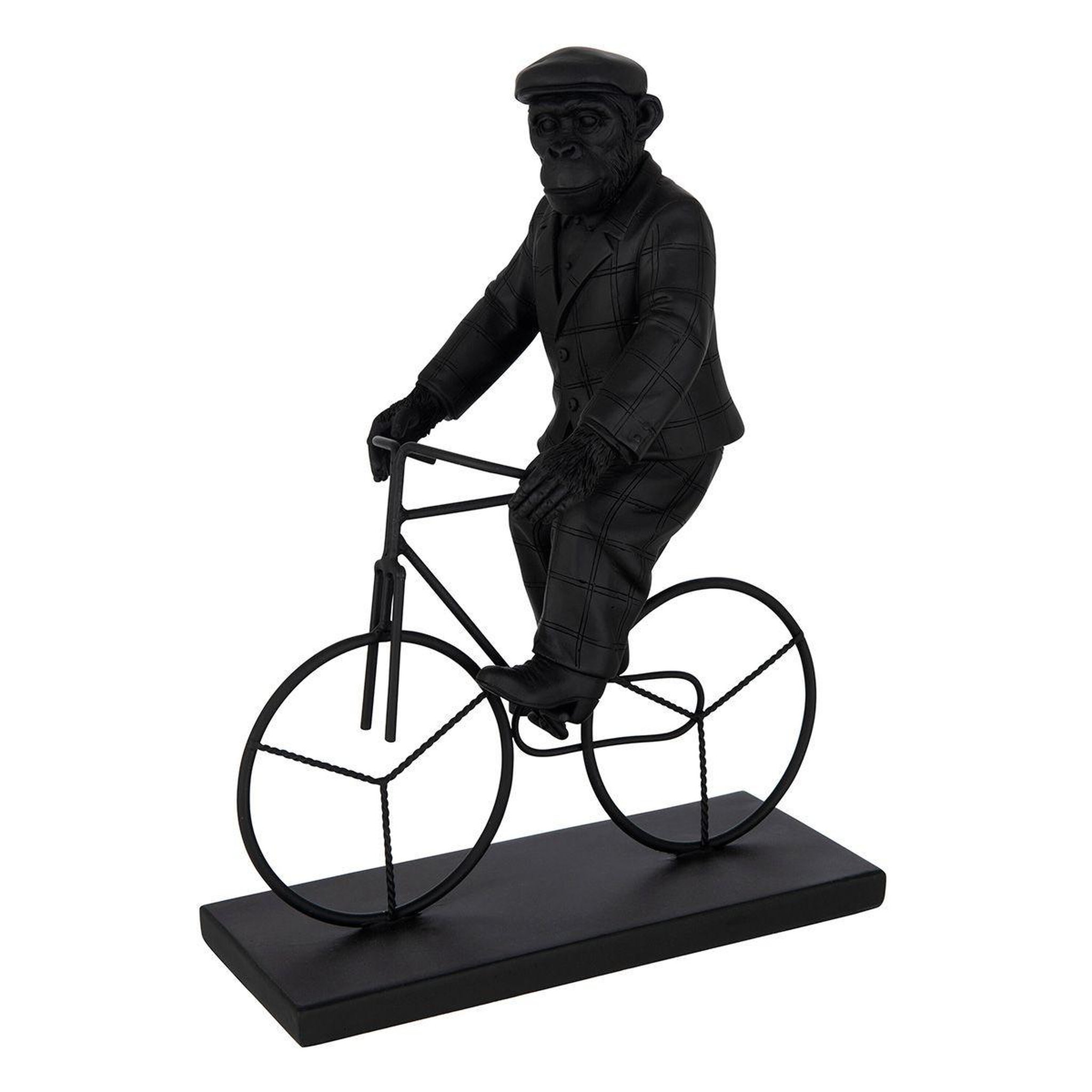 J-LINE Statuette déco  singe vélo  33cm noir