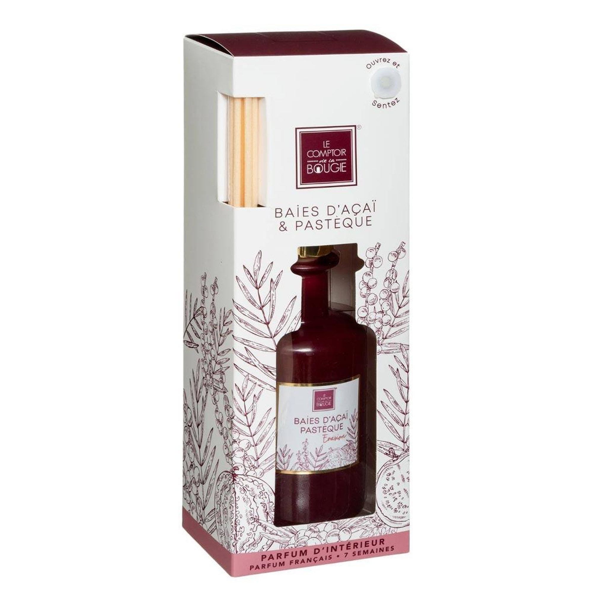 Voir la diapositive 2 : COMPTOIR DE LA BOUGIE Diffuseur de parfum  mael  200ml baie d'acai & pastèque