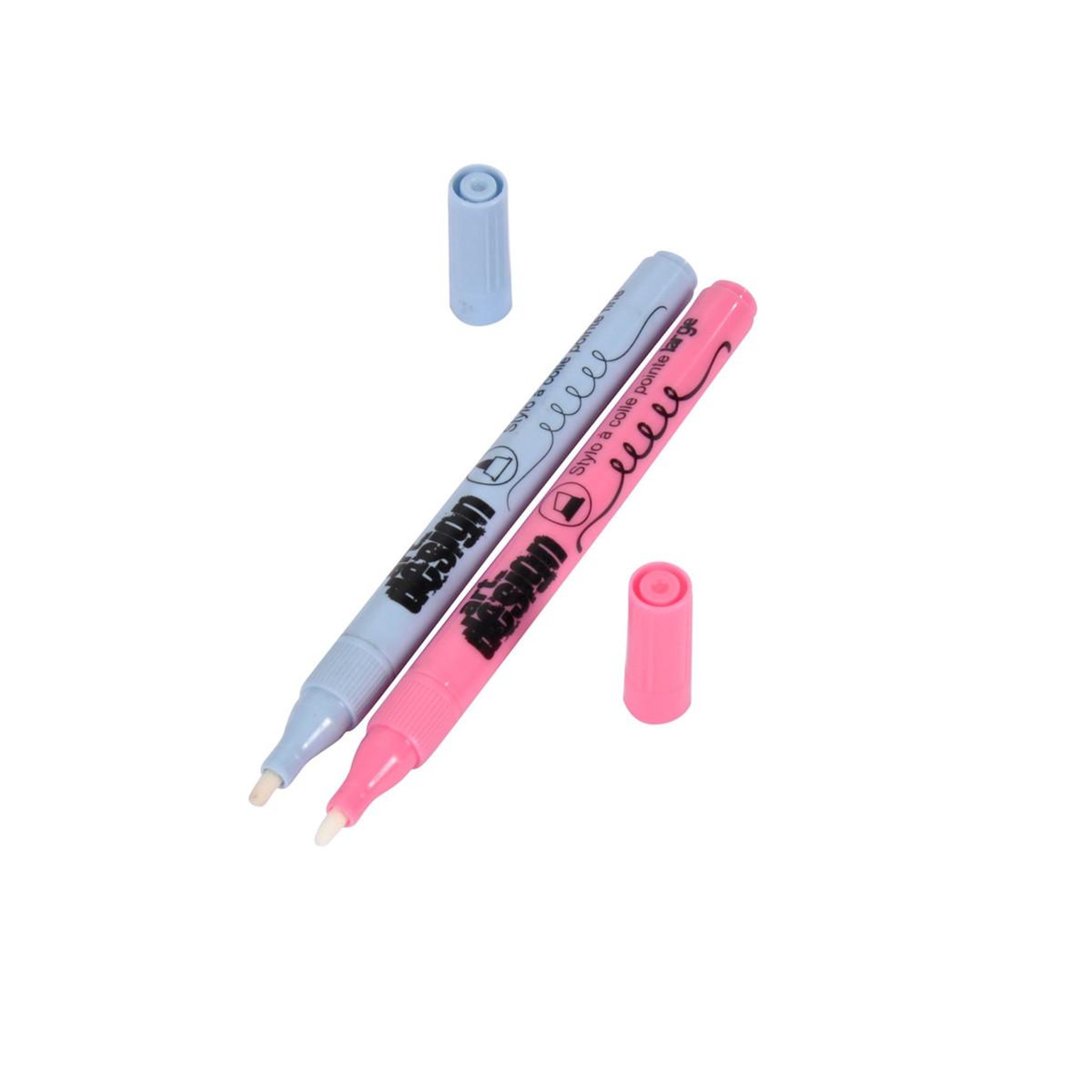 Voir la diapositive 1 : HOMEA Lot de 2 Stylos à Colle  Pointe Large  21cm Rose & Bleu