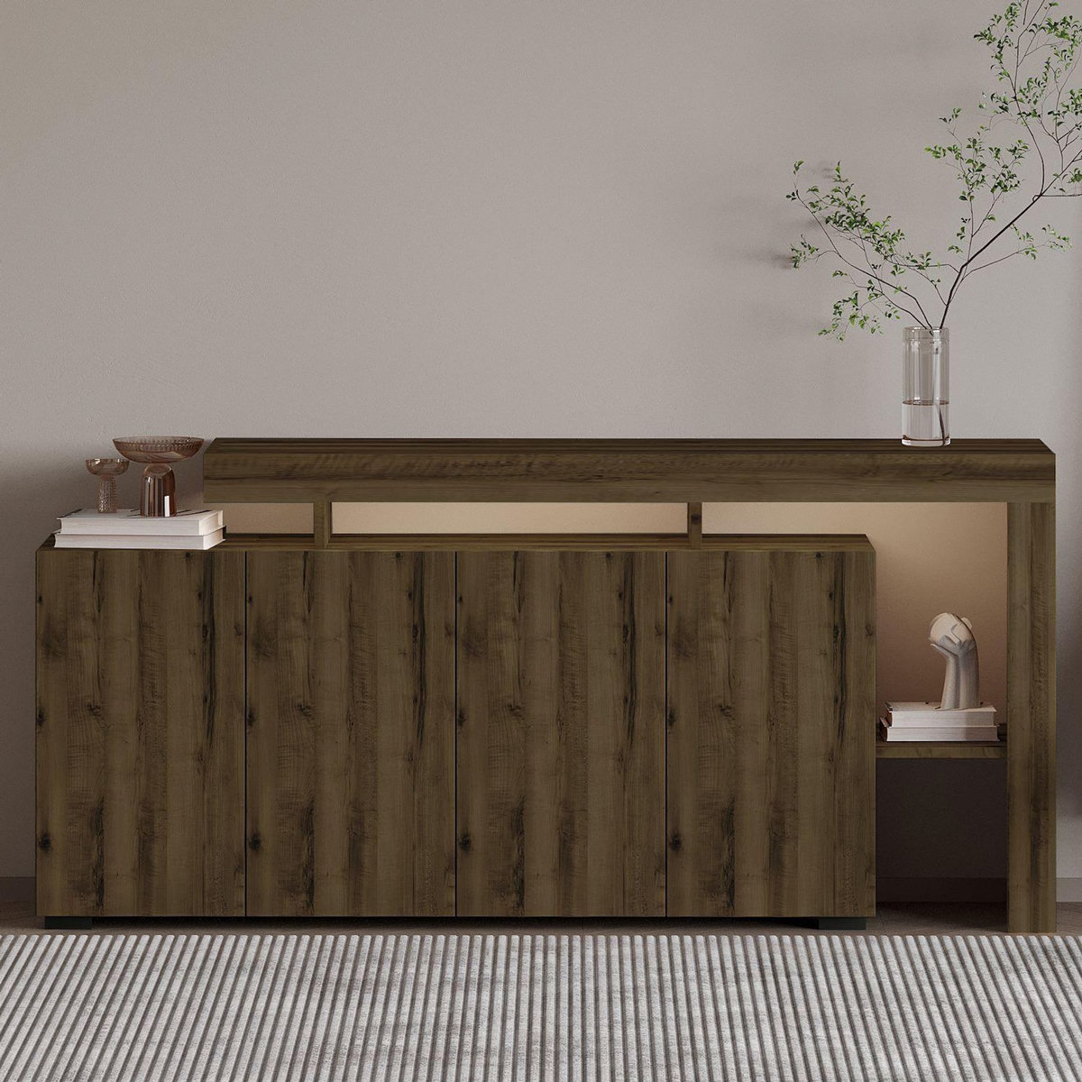Habitat et Jardin Buffet en bois  Beliz  - 170 x 35 x 80 cm - Noyer Antique