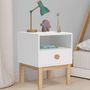 Voir la diapositive 2 : ID MARKET Table de chevet enfant JACOB 1 tiroir + 1 niche blanc et bois