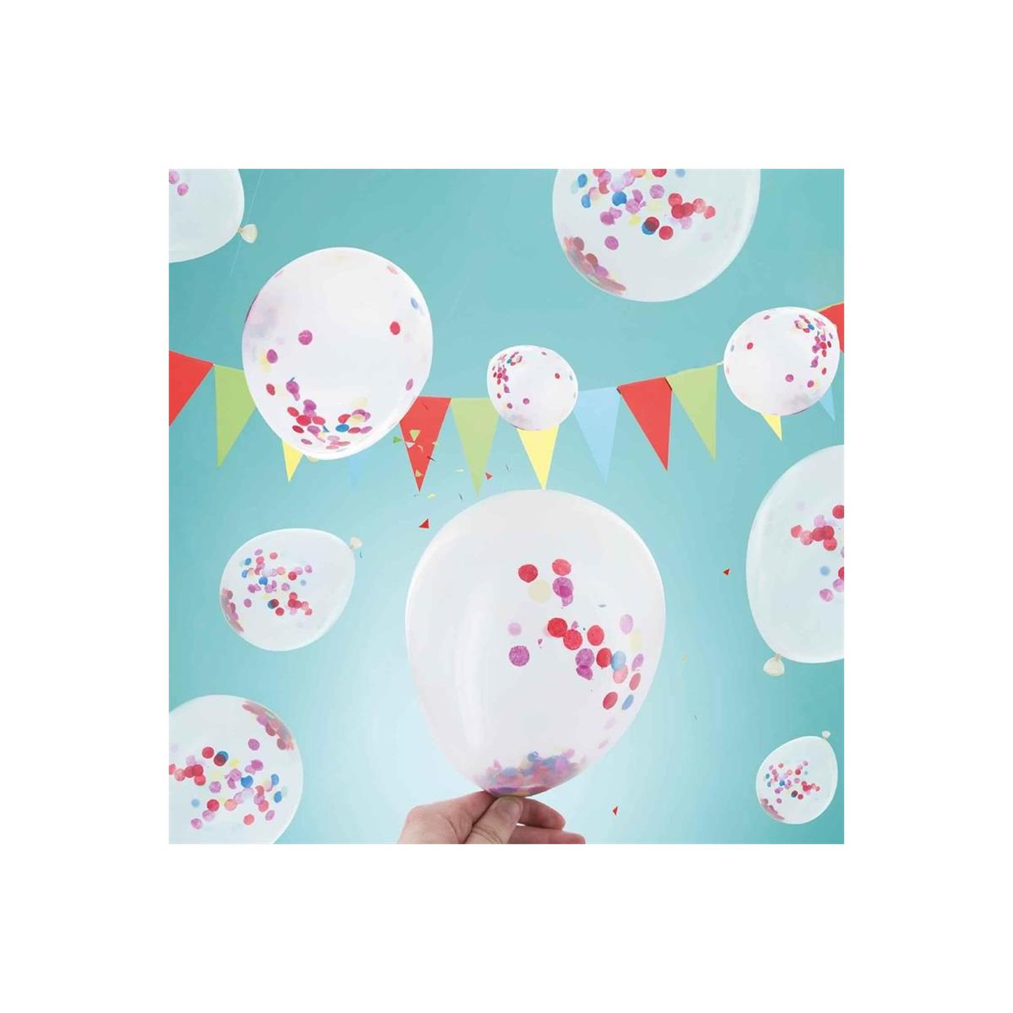 Voir la diapositive 2 : PARTY TIME Lot de 10 Ballons  Confettis  4cm Multicolore