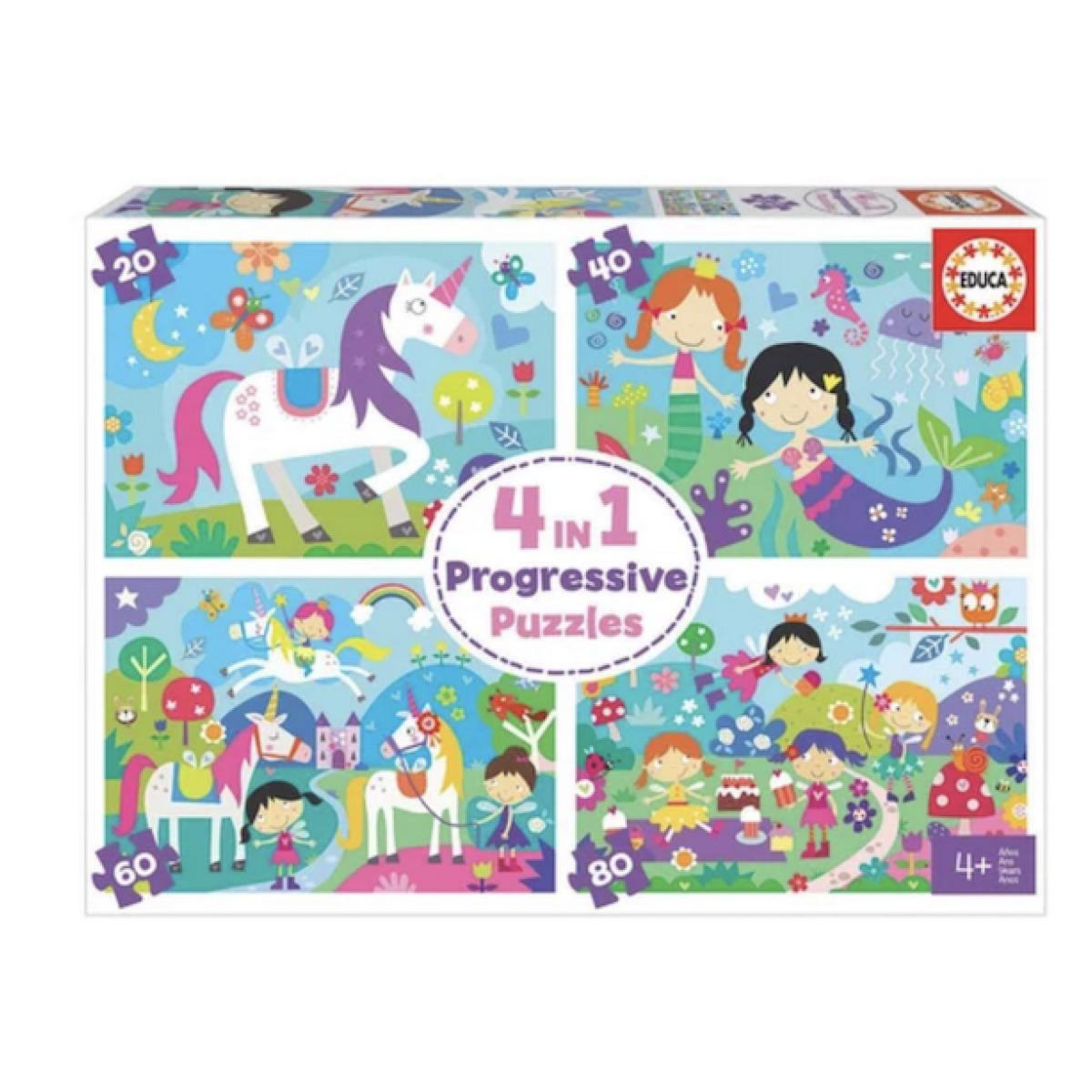 EDUCA Puzzles progressifs 4 en 1 univers fantastiques