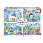 EDUCA Puzzles progressifs 4 en 1 univers fantastiques