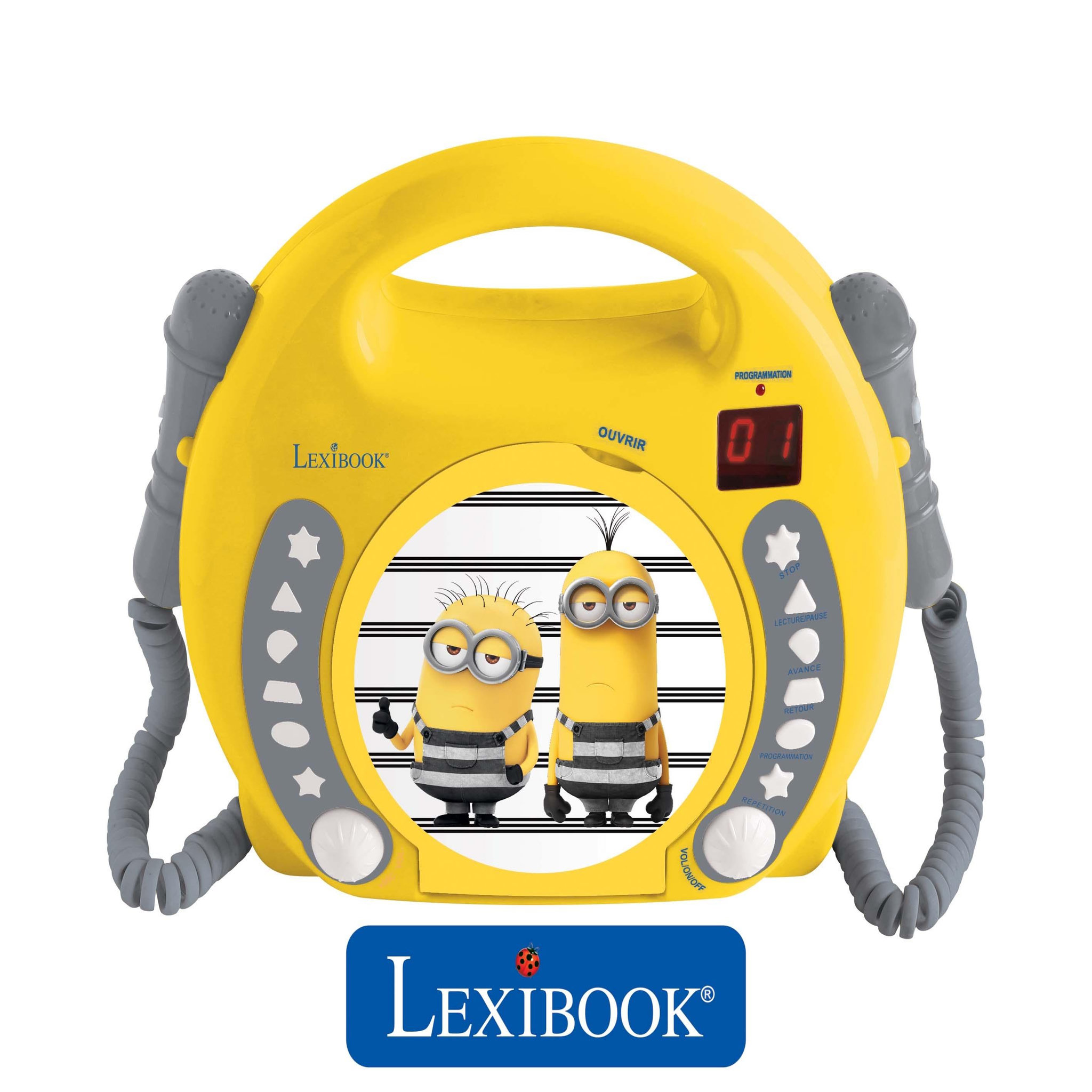 Voir la diapositive 2 : Lexibook Lecteur CD portable avec 2 microphones Les Minions