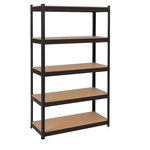 INTEC Etagère de Rangement Noire 90 x 60cm x H180cm - Rayonnage Métal Haute qualité 5 Plateaux Charges lourdes 1500kg INTEC