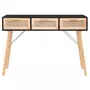 VIDAXL Table console Noir 105x30x75 cm Bois massif pin /rotin naturel